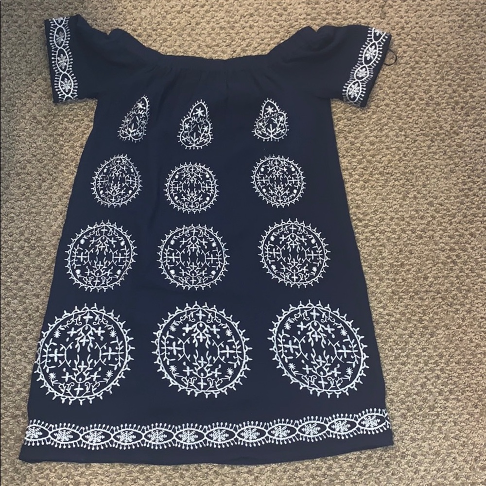 Navy off the shoulder dress